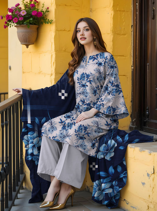 Digital Staple Bana Dora All-Over Shirt with Dupatta & Trouser