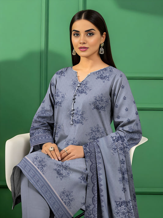 Digital Print Karandi Suit with Cutwork Dupatta