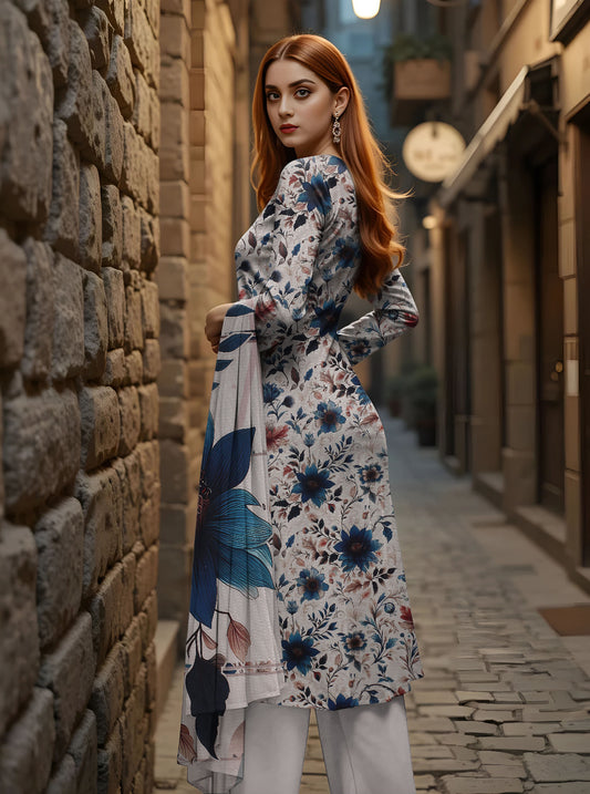 Staple Bana Dora All Over Digital Print Daman Patch Same Dupatta Dyed Trouser