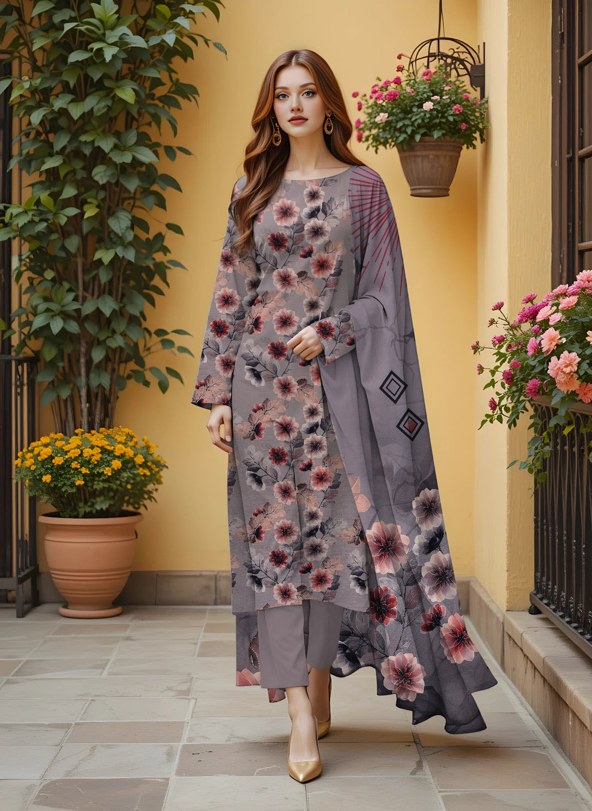 Digital Staple Bana Dora All-Over Shirt with Dupatta & Trouser
