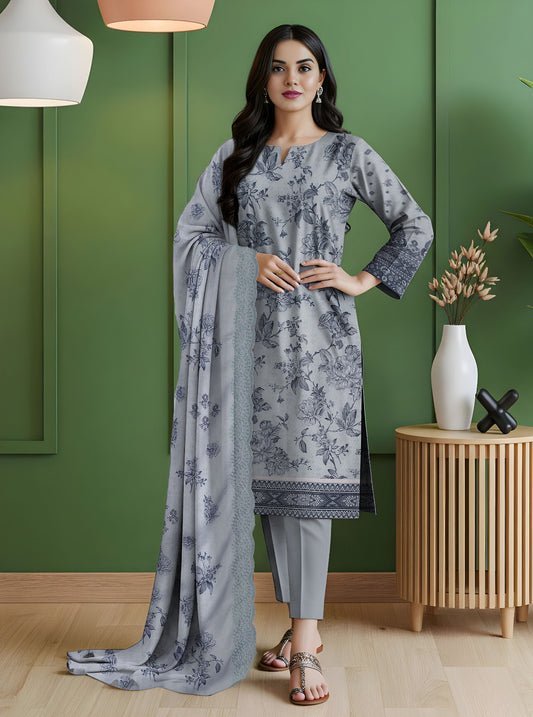 Digital Print Karandi Suit with Cutwork Dupatta