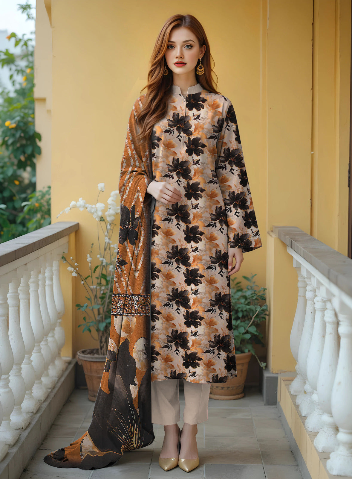Digital Staple Bana Dora All-Over Shirt with Dupatta & Trouser