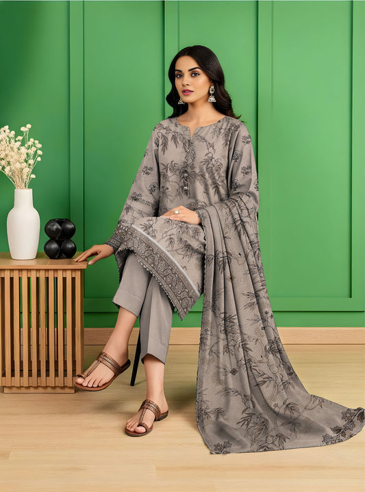 Digital Print Karandi Suit with Cutwork Dupatta