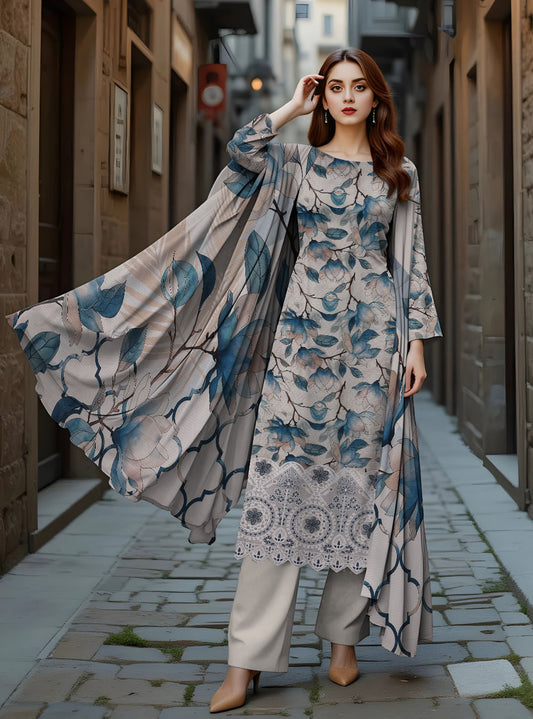 Staple Bana Dora All Over Digital Print Daman Patch Same Dupatta Dyed Trouser