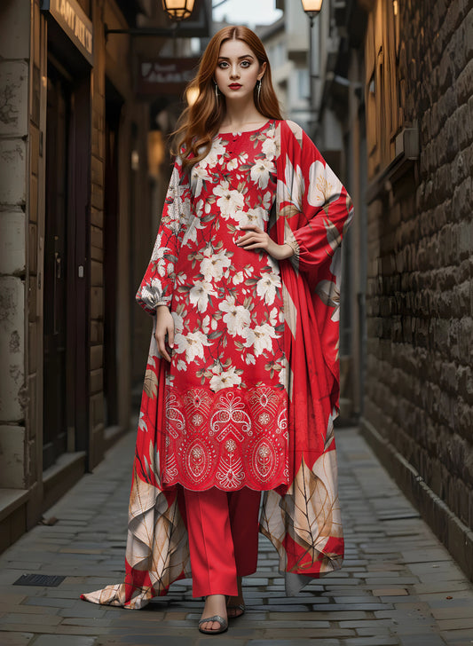 Staple Bana Dora All Over Digital Print Daman Patch Same Dupatta Dyed Trouser