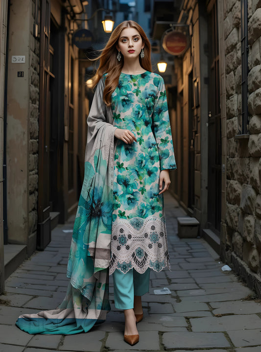 Staple Bana Dora All Over Digital Print Daman Patch Same Dupatta Dyed Trouser