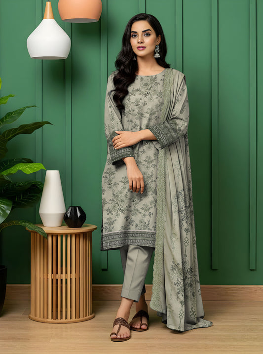 Digital Print Karandi Suit with Cutwork Dupatta