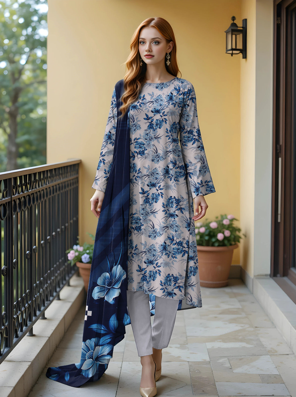 Digital Staple Bana Dora All-Over Shirt with Dupatta & Trouser